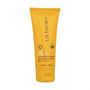 کرم ضدآفتاب و ضدلک بی‌رنگ لافارر مدل SPF50، مناسب پوست‌های چرب، حجم 40 میلی‌لیتر