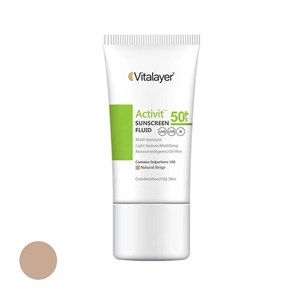 فلوئید ضدآفتاب رنگی ویتالیر SPF50 مدل Activit، مناسب پوست‌های چرب، حجم 50 میلی‌لیتر