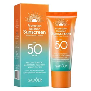 کرم ضد آفتاب بدون رنگ سادور SPF 50 مدل PI محافظ UVA ،UVB و PA، ضد حساسیت، ضد چروک و ضد پیری، مناسب انواع پوست‌  وزن 50 گرم