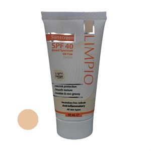 کرم ضد آفتاب رنگی لیمپیو SPF 40 مدل UVA UVB ‌مناسب انواع پوست ها حجم 50 میلی‌لیتر