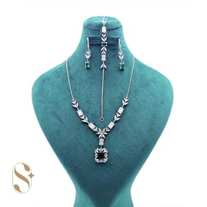 سرویس نقره زنانه مدل امرالدکات جواهری کد SilverSet-S642 