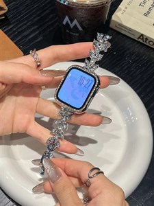 بند اپل واچ Diamond leaf bracelet با گارد نگینی (کدw5072)