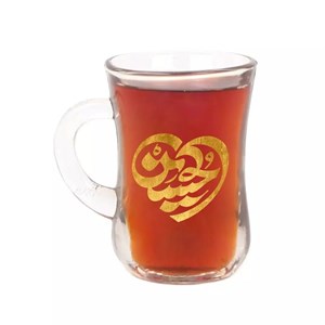 استکان کمر باریک دسته دار یا حسین طرح قلب ویژه ایام محرم