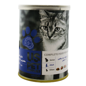کنسرو غذای گربه یو اس پت با طعم مرغ و گوشت گوساله و بوقلمون UsPet Canned Food With Chicken & Veal & Turkey وزن 400 گرم