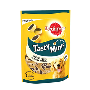 تشویقی سگ با طعم گوشت گاو وپنیر پدیگری Pedigree Tasty Minis وزن 140 گرم