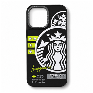 قاب آیفون ۱۳ پرومکس طرح Starbucks مشکی مات با محافظ لنز دوربین