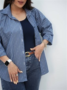 شومیز مانتویی نگینی راه راه با طراحی و متریال عالی کد 18363سارین