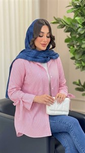 شومیز آستین پاپیون تنخور شیک تک رنگ صورتی🥰❤️کد 586 آدراپانا