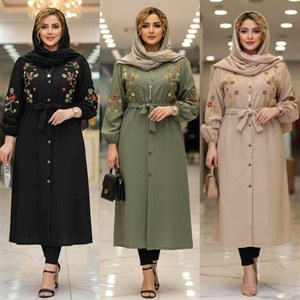 مانتو بلند گلدوزی بارون شانتون اعلا در دو رنگ کد 7331 والیا