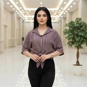 شومیز گره ای جذاب و با کیفیت و قیمت باورنکردنی به دلیل تک رنگ شدن کد903بیبی