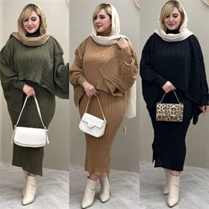 ست بلوز و دامن بافت ستین با قیمت باور نکردنی به دلیل تک رنگ شدن کد 100177 ارغوان