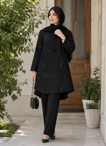 شومیز مانتویی نگین دار زیبا وشیک تنخور عالی تکرنگ مشکی 😍 😍 کد ۱۵۵۱۰ فاروین
