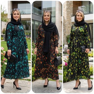 پیراهن حریر پروانه ای  کرپ حریر زیبا وشیک تنخور عالی در رنگبندی 🌈 🌈 کد ۱۳۹۲۵ دلتا