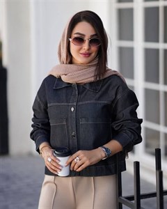 کراپ کت جین ساغر تن خور شیک و زیبا تک رنگ ذغالی🥰🎀کد2990 ترمه