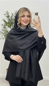 شال دورو شاینا  نخ دور لمه در  رنگبندی مشکی ✅️✅️ کد۸۰۴۷ستشو
