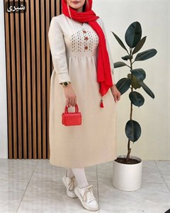 پیراهن یقه گلدوزی نسیم در رنگ بندی عالی ✅❤️ 10132شایسته
