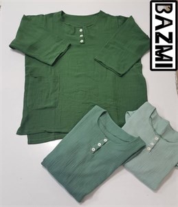 مانتو کوتاه جلو سه دکمه سایز بزرگ ارسال ۴تا ۵ روزکاری بعد از ثبت ۵۵۱۱ بزمی🛍💯