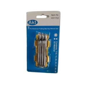 آچار آلن ستاره ای چاقویی بدنه آلومینیومی سری 7 عددی AKT کد H31702