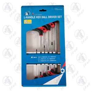سری 6 عددی آچار آلن دسته L سایز 2.5- 8 میلیمتر A-KRAFT کد AA082HS06