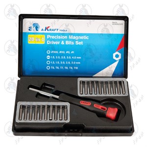 سری پیچگوشتی الکترونیکی ساعتی 20عددی جعبه کاچویی A-KRAFT کد AA069220