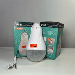 چراغ اضطراری شارژی 30 وات مدل HT-669 لامپ کمپینگ قلاب دار LED دوحالته با آویز و شارژ Type-C