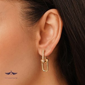 گوشواره نگین دار تیفانی طلایی YSX کد ۰۰۹۲