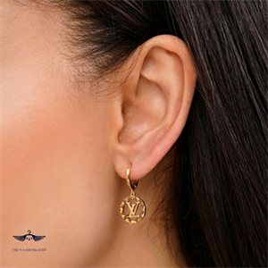 گوشواره طلایی طرح LV استیل
