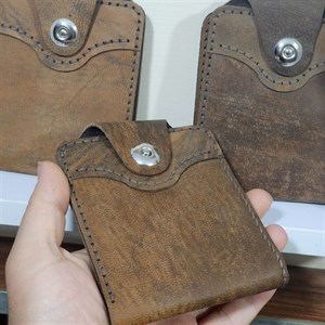 کیف پول مردانه چرم شتری دستدوز