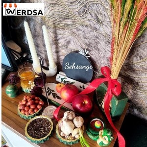 هفت‌سین سنگ مصنوعی پتینه طلایی سبز
