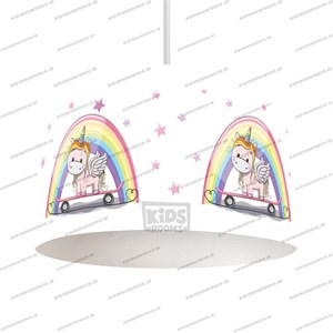 لوستر اتاق کودک طرح یونیکورن اسکیت سوار و  رنگین کمان کد L-Unicorn-105