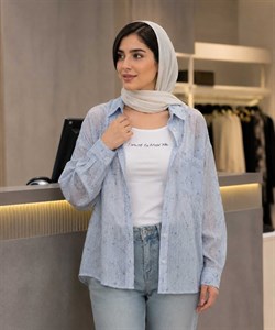 شومیز دو تیکه شیشه ای مدل ابر و بادی