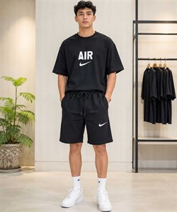 ست تیشرت باکسی و شلوارک مردانه نخ پنبه طرح AIR
