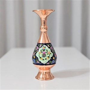 گلدان مس و پرداز طرح ترنج ارتفاع 20 سانتی