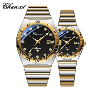 ساعت مچی ست مردانه و زنانه چنکسی بند استیل CHENXI 640