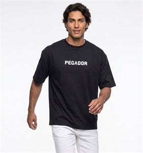 تیشرت یقه گرد مردانه باکسی طرحدار اسپان دورس مشکی Pegador مدل 50669