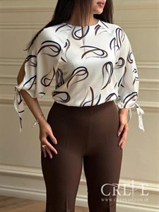 شومیز ساتن سیلک طرحدار