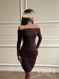 پیراهن یقه قایقی نگینی