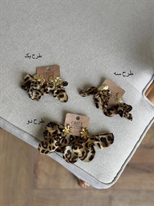گوشواره پارچه ای پلنگی طرح برگ
