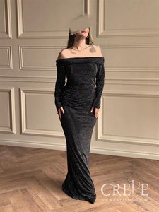 ماکسی یقه قایقی نگینی