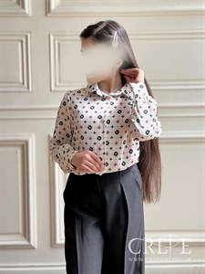 شومیز ساتن الیزه یقه مردانه طرحدار