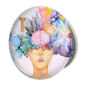 آینه جیبی خندالو طرح مغز Brain مدل تاشو کد 31065