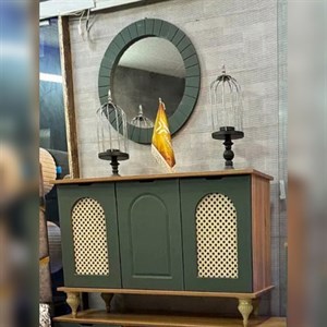 میز کنسول و آینه مدل حصیری