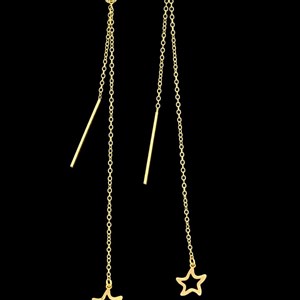 گوشواره طلای 18 عیار طرح بخیه دلارا- وزن 0 680 gr 
