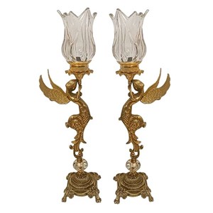 شمعدان برنجی مدل فرشته کد S-4266 بسته دو عددی 