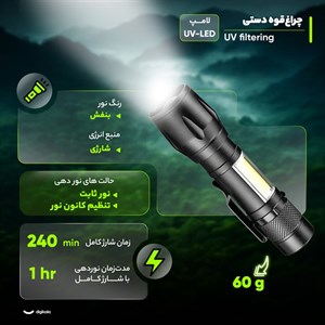 چراغ قوه دستی مدل UV filtering با نور بنفش
