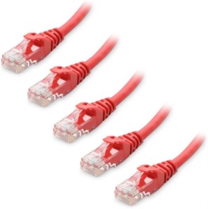 کابل شبکه Cat6 بدون گیر Cable Matters بسته 5 عددی، قرمز، 1.5 متری