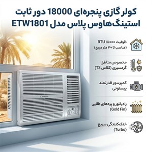 کولر گازی پنجرهای 18000 دور ثابت استینگهاوس مدل ETW1801