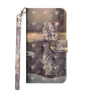 ZTE Blade A610 Case, ZTE V6 Max Case, Lwaisy [Wrist Strap] [Kickstand] [3D Painted Series] PU Leather Wallet Flip Protective Case Cover with Card Slots for ZTE Blade A610/V6 Max - Cat Tiger 