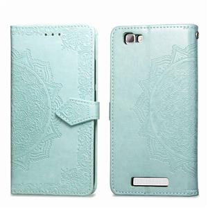 ZTE Blade A610 Leather Case Yunbaozi Wallet PU Flip Cover Mandala Totem Pattern Pure Color Protective Cover Stand Function Case with Cards Slots Holder, Green 