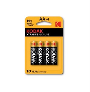باتری آلکالاین قلمی Kodak Xtralife Alkaline بسته 4 تایی اندازه AA